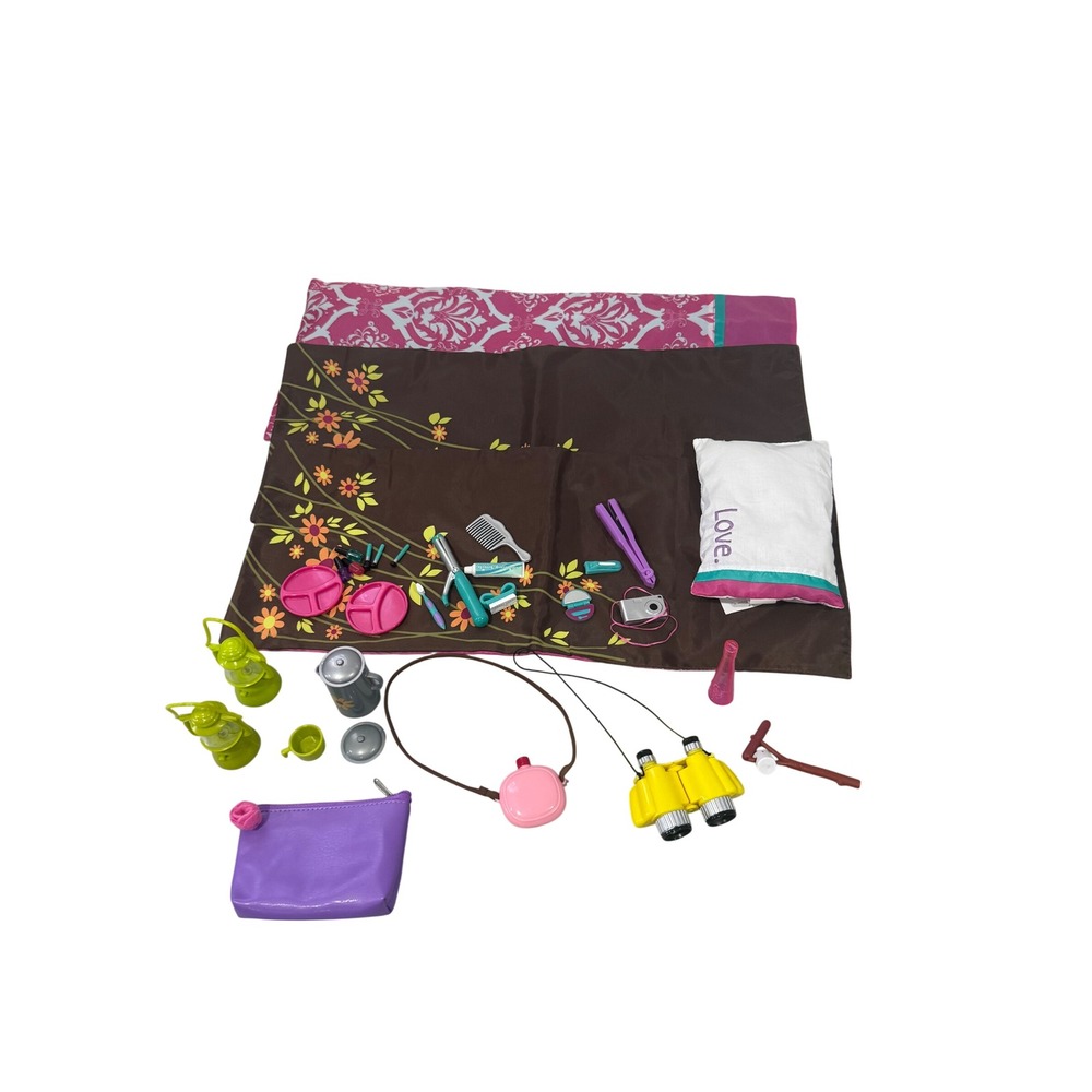 Our Generation‎ Doll Camping Accessories Sleeping Bag Lantern Binoculars Lot